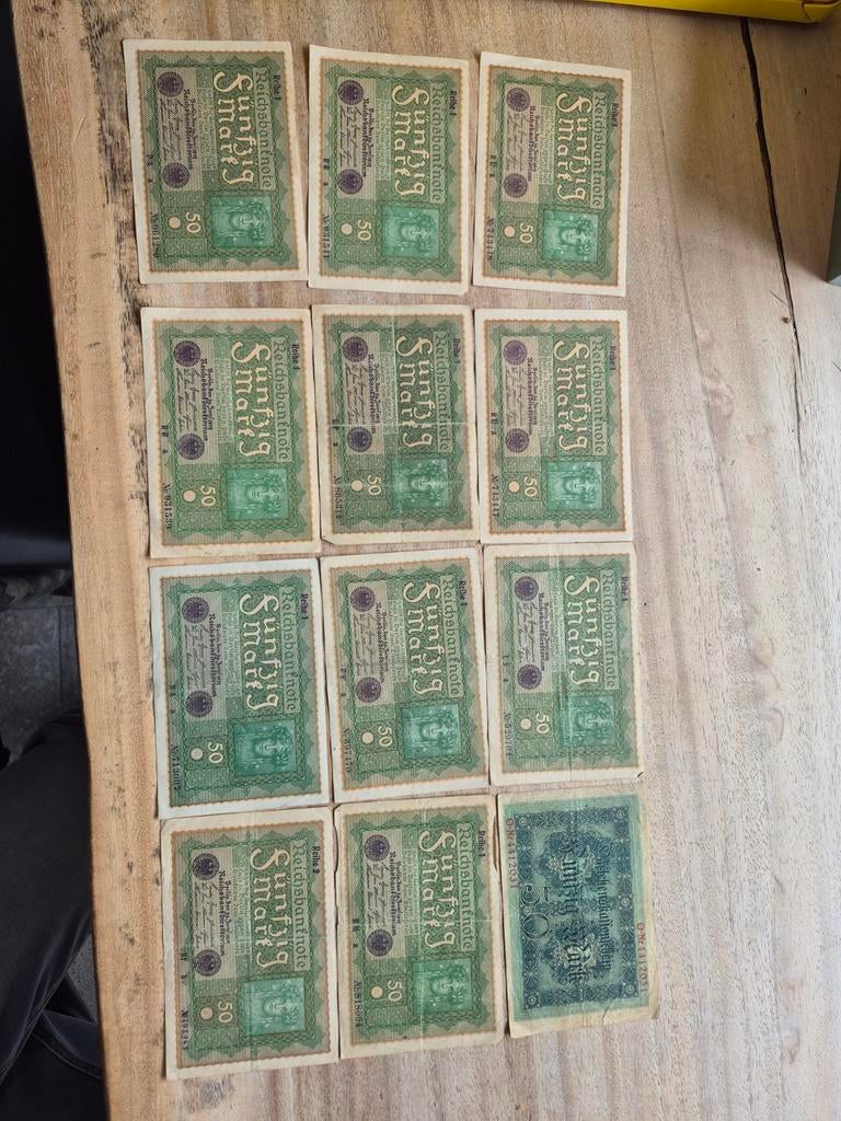 Set van 12 Duitse 50 mark biljetten uit de 2e wereldoorlog, Ophalen of Verzenden, Duitsland