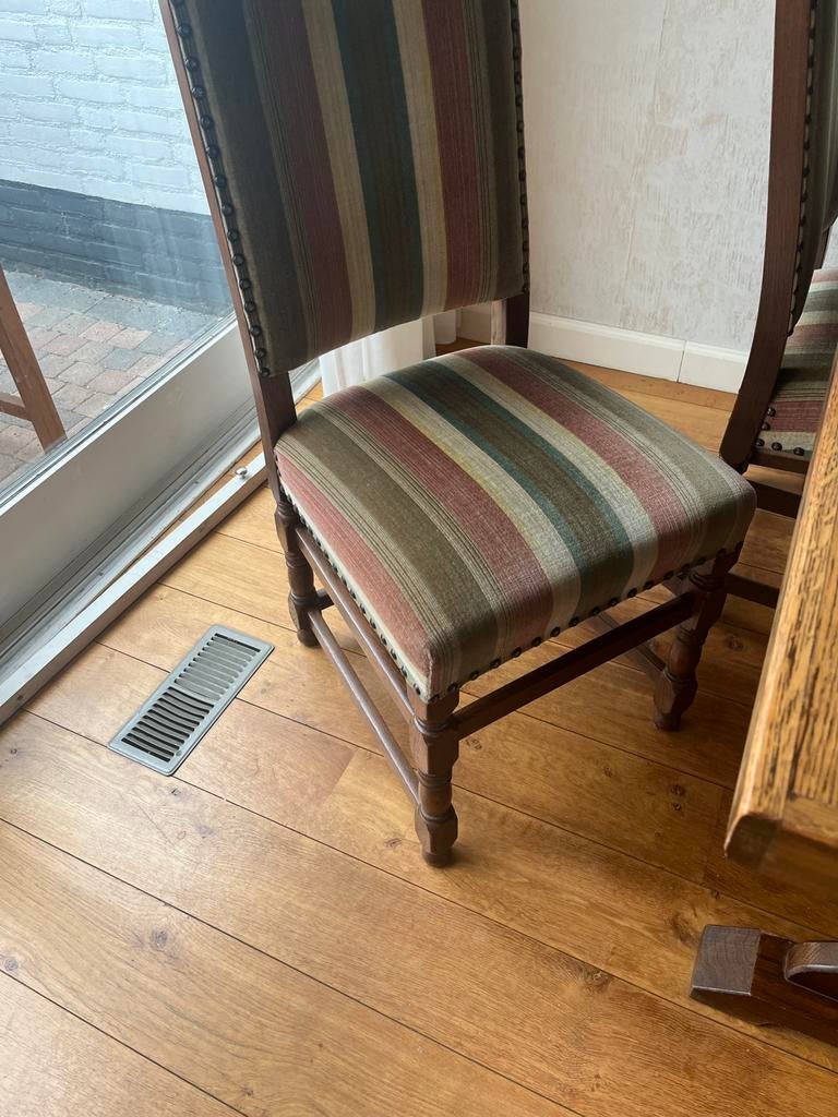 Tafel net stoelen brocante tafel eiken 160 x 84, Ophalen