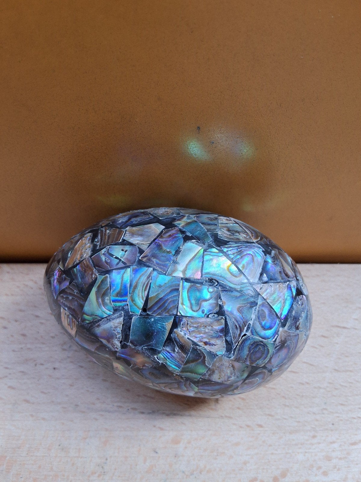 Decoratief ei met abalone schelp mozaïek 7cm, Ophalen of Verzenden
