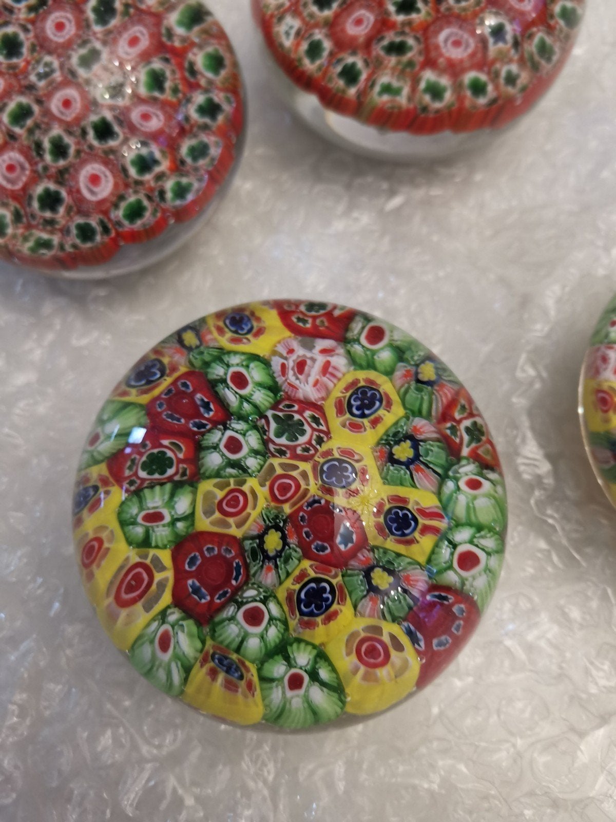 Set van 5 Murano Millefiori Glazen Paperweights, Ophalen of Verzenden
