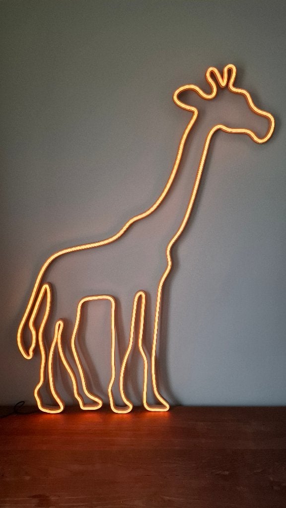 LED Neon Giraffe Lamp 100cm hoog  - Smart Verlichting, Kunststof, Meerkleurig, Ophalen of Verzenden, Zo goed als nieuw
