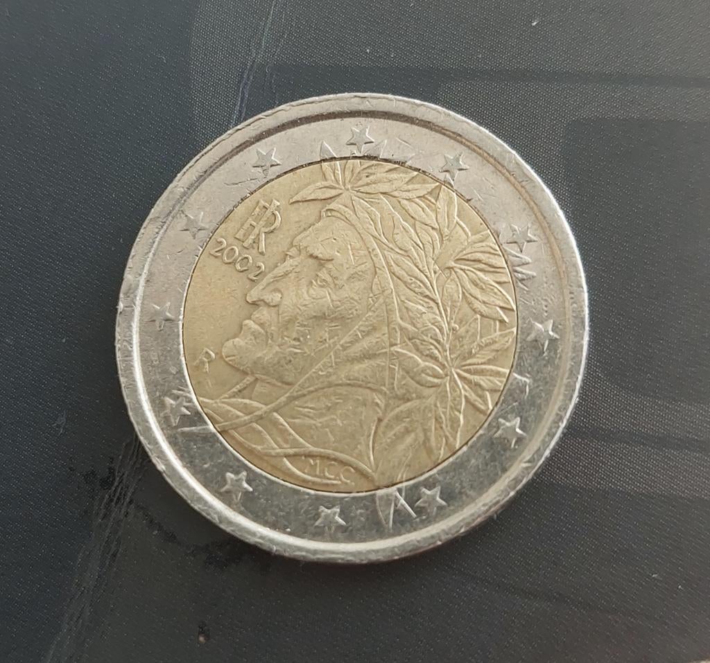 2 Euro Munt Italië 2002 - Dante Alighieri, Postzegels en Munten, Munten | Europa | Euromunten, Ophalen of Verzenden, Italië, 2 euro