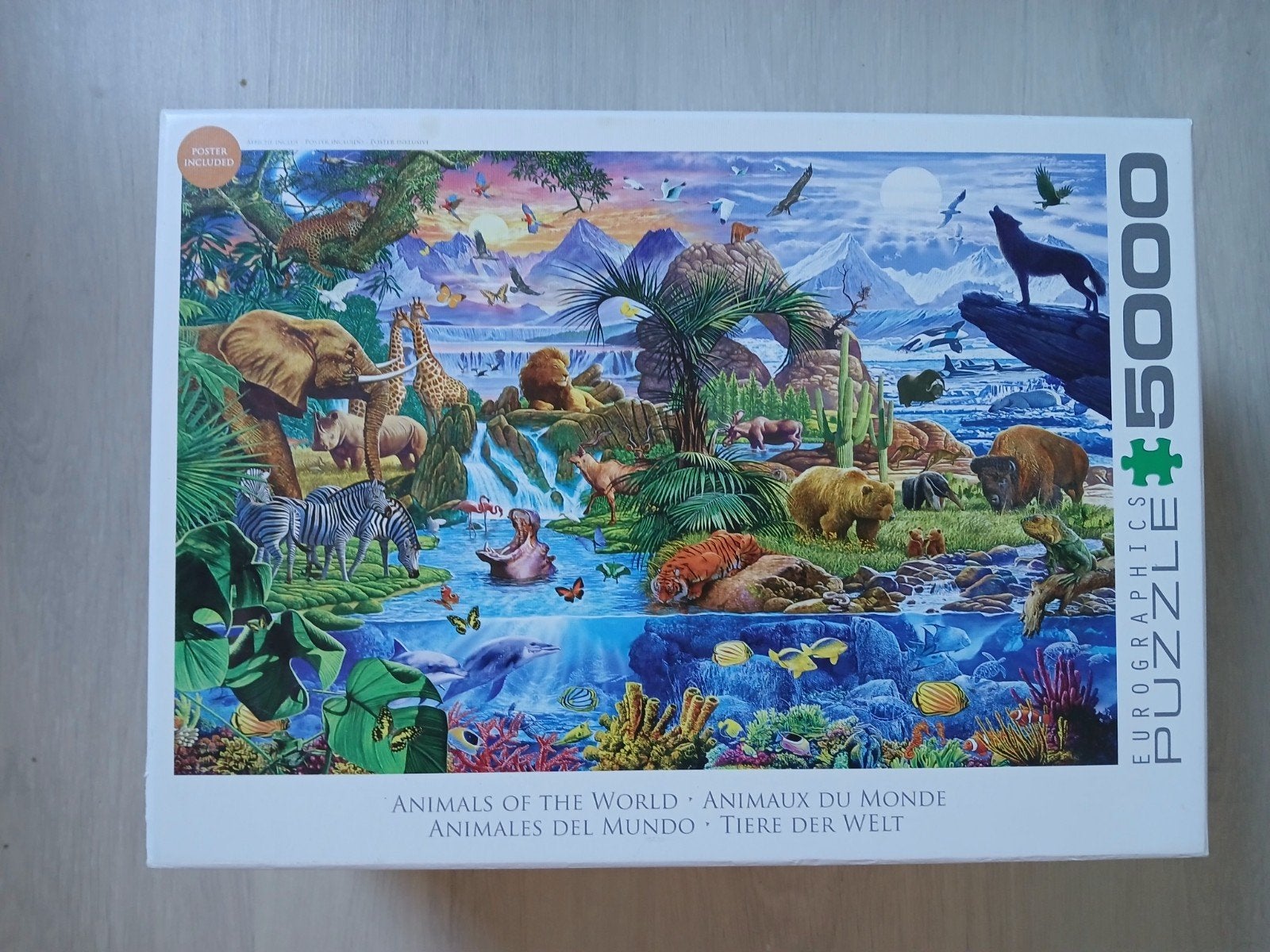 Puzzel dieren 5000 stukjes, Ophalen of Verzenden, Meer dan 1500 stukjes, Zo goed als nieuw, Legpuzzel