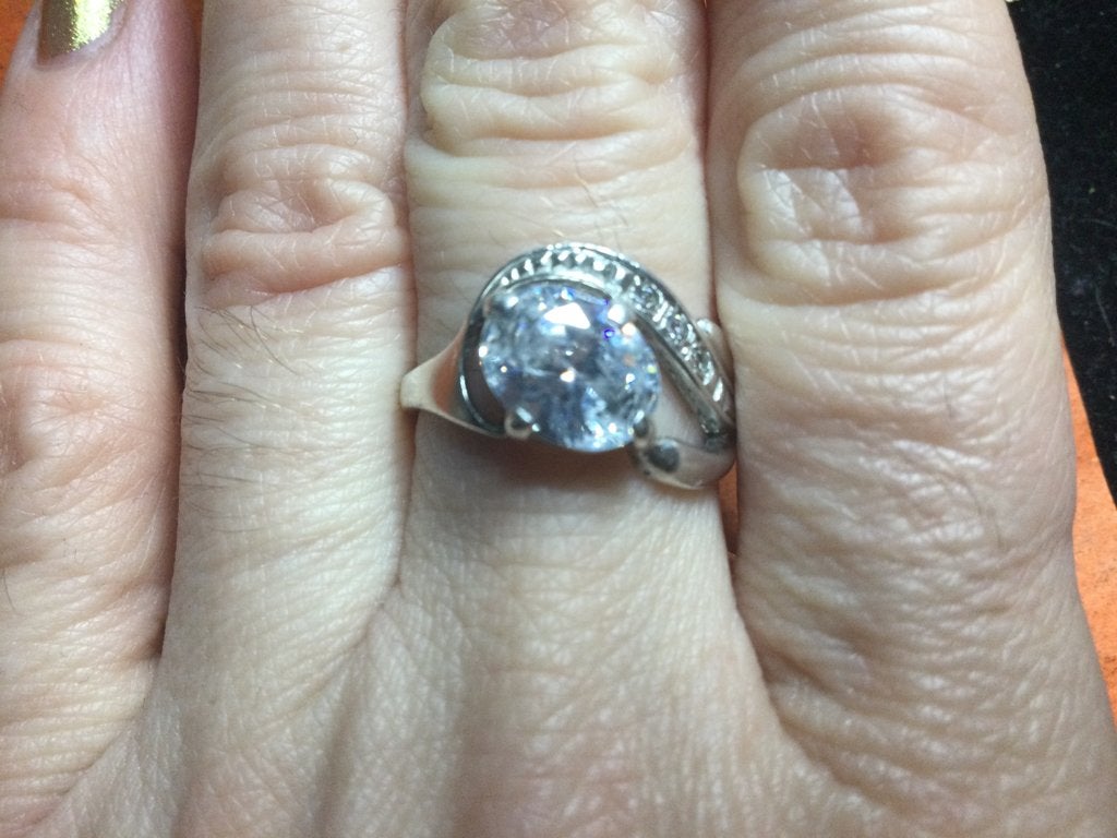 vintage ring in 925 zilver met zirkonen 18mm, Sieraden, Tassen en Uiterlijk, 18 tot 19, Met edelsteen, Ophalen of Verzenden, Zo goed als nieuw