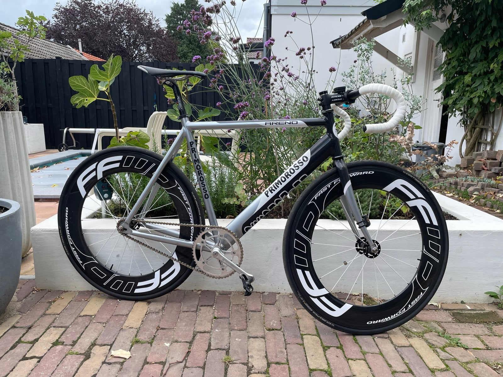 Baanfiets maat 57 alu met carbon wielen, Fietsen en Brommers, 53 tot 57 cm, Ophalen, Gebruikt, Aluminium