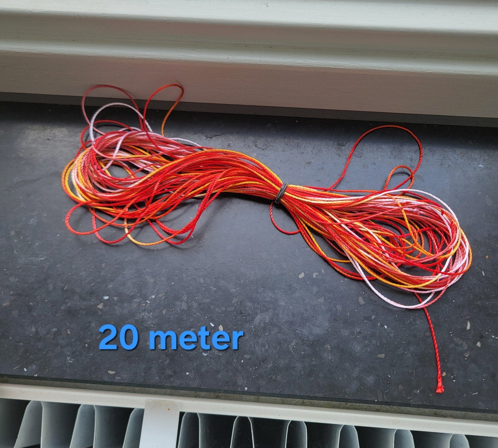 Paracord / Mini cord - 20 meter - Rood/Oranje/Wit, Ophalen of Verzenden