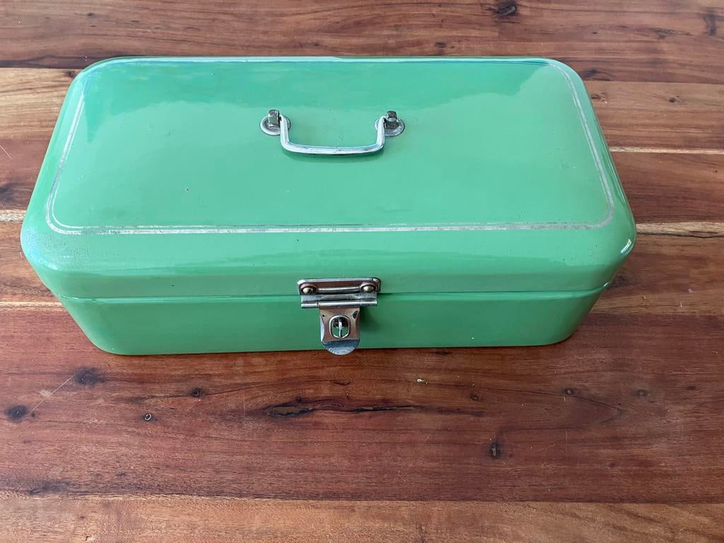 Vintage Broodtrommel - Groen Emaille, Antiek en Kunst, Antiek | Emaille, Ophalen