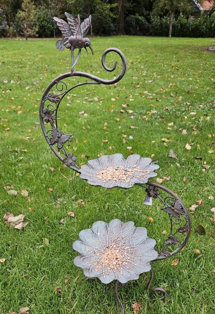 VOEDERSCHAAL MET 2 SCHALEN / 75 CM HOOG / KOLIBRIE / VLINDER