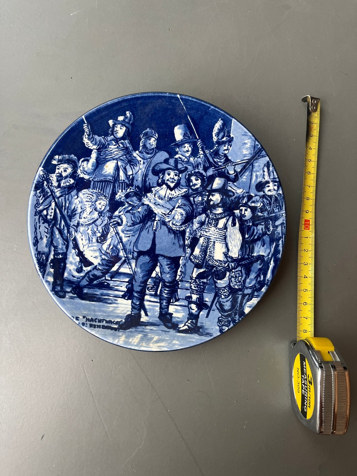 Delfts Blauw wandbord De Nachtwacht, handgeschilderd, Antiek en Kunst, Ophalen