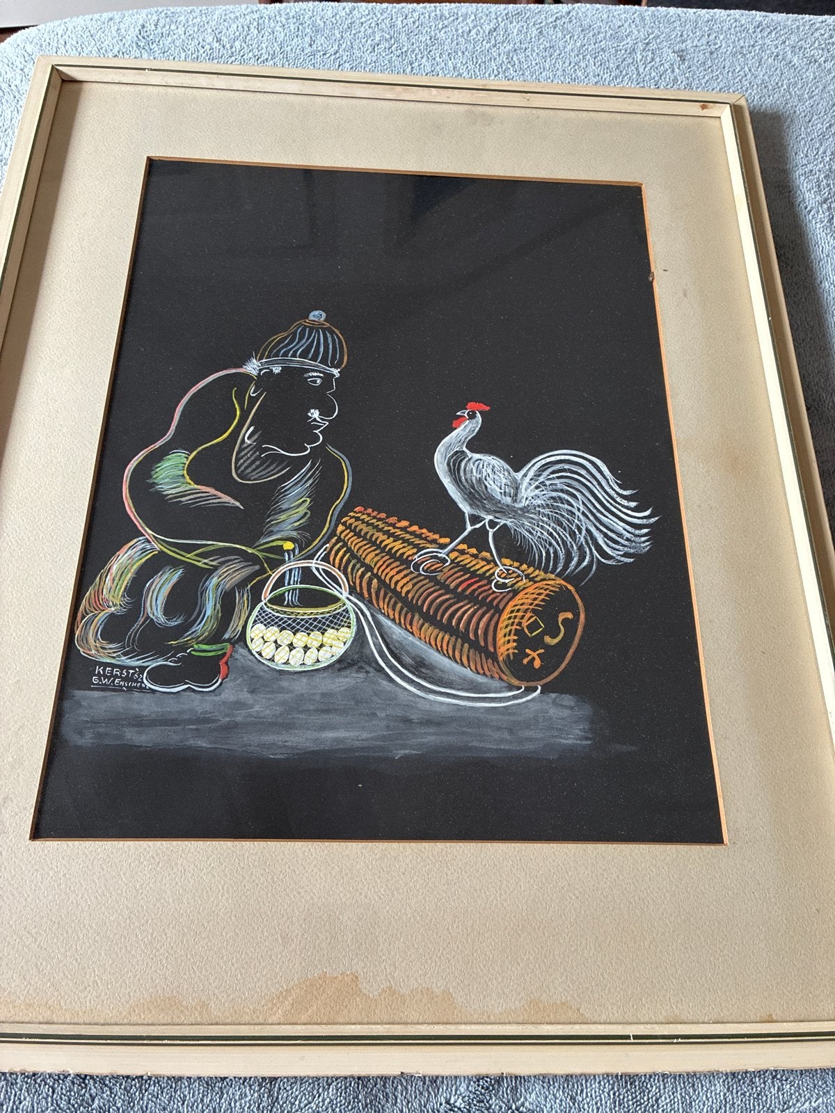 Uniek schilderij 'Kerst 62' door G.W. Enschede, Antiek en Kunst, Overige stijlen, Gedateerd, Ophalen of Verzenden, Overige onderwerpen