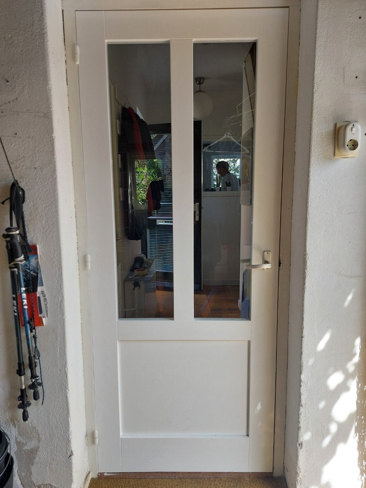 2 stompe binnendeuren met ruitjes, wit, linksdraaiend, Ophalen, Gebruikt, 80 tot 100 cm, Binnendeur