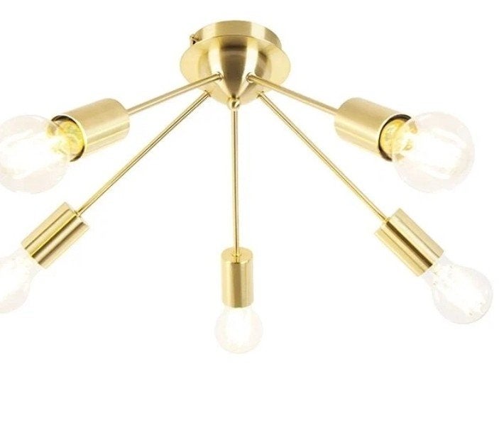 Lumière Plafondlamp Goud, Messing - 5x27 max 60W, Gebruikt, Plafondlamp, Metaal, Goud