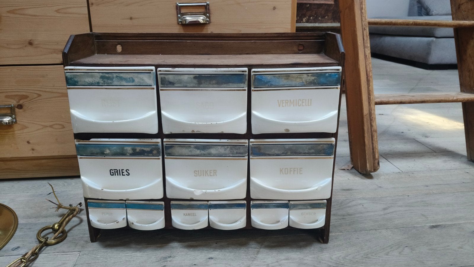 Vintage Keukenrek met Porseleinen Laden, Ophalen of Verzenden