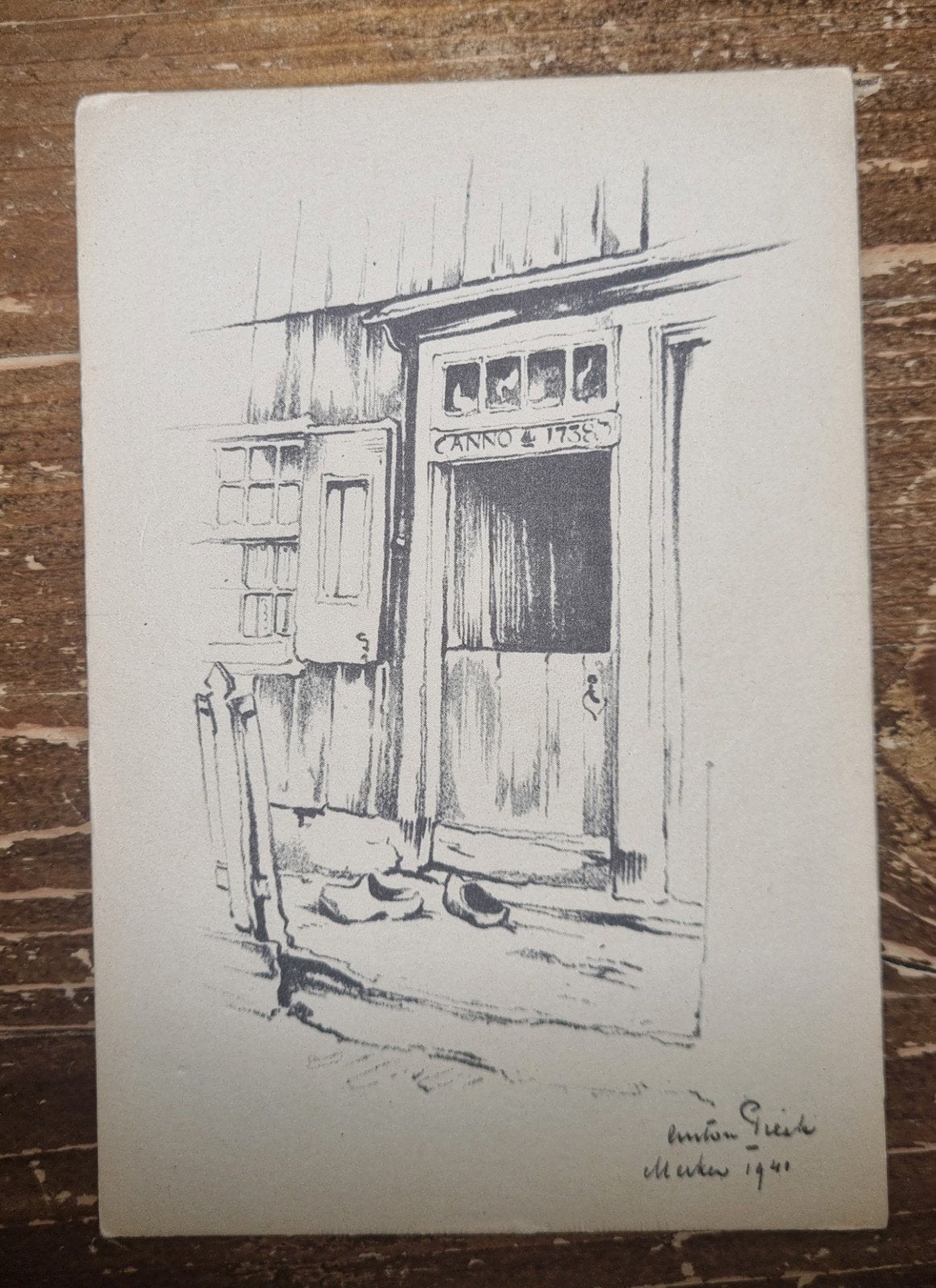 (Ongelopen) briefkaart Anton Pieck; Marken1941, Ophalen of Verzenden, 1940 tot 1960, Ongelopen, Gebouw