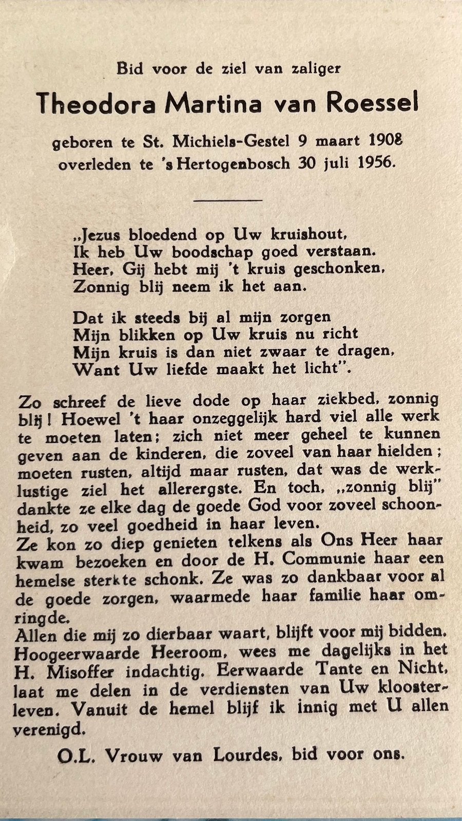 Theodora Martina van Roessel St Michielsgestel 1908, Ophalen of Verzenden