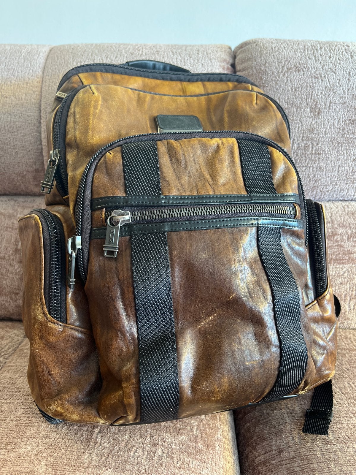 TUMI Alpha Bravo Nellis leren rugzak – Dark Brown – 932681, Ophalen of Verzenden, Gebruikt, 25 tot 40 cm, Overige merken