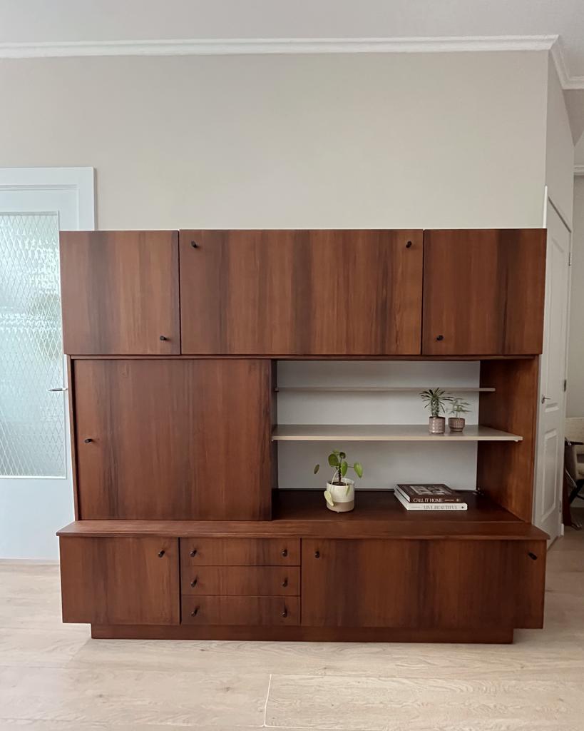 Vintage palissander wandmeubel/highboard, jaren 60, Ophalen, Gebruikt, Onbekend, 3 of 4 laden