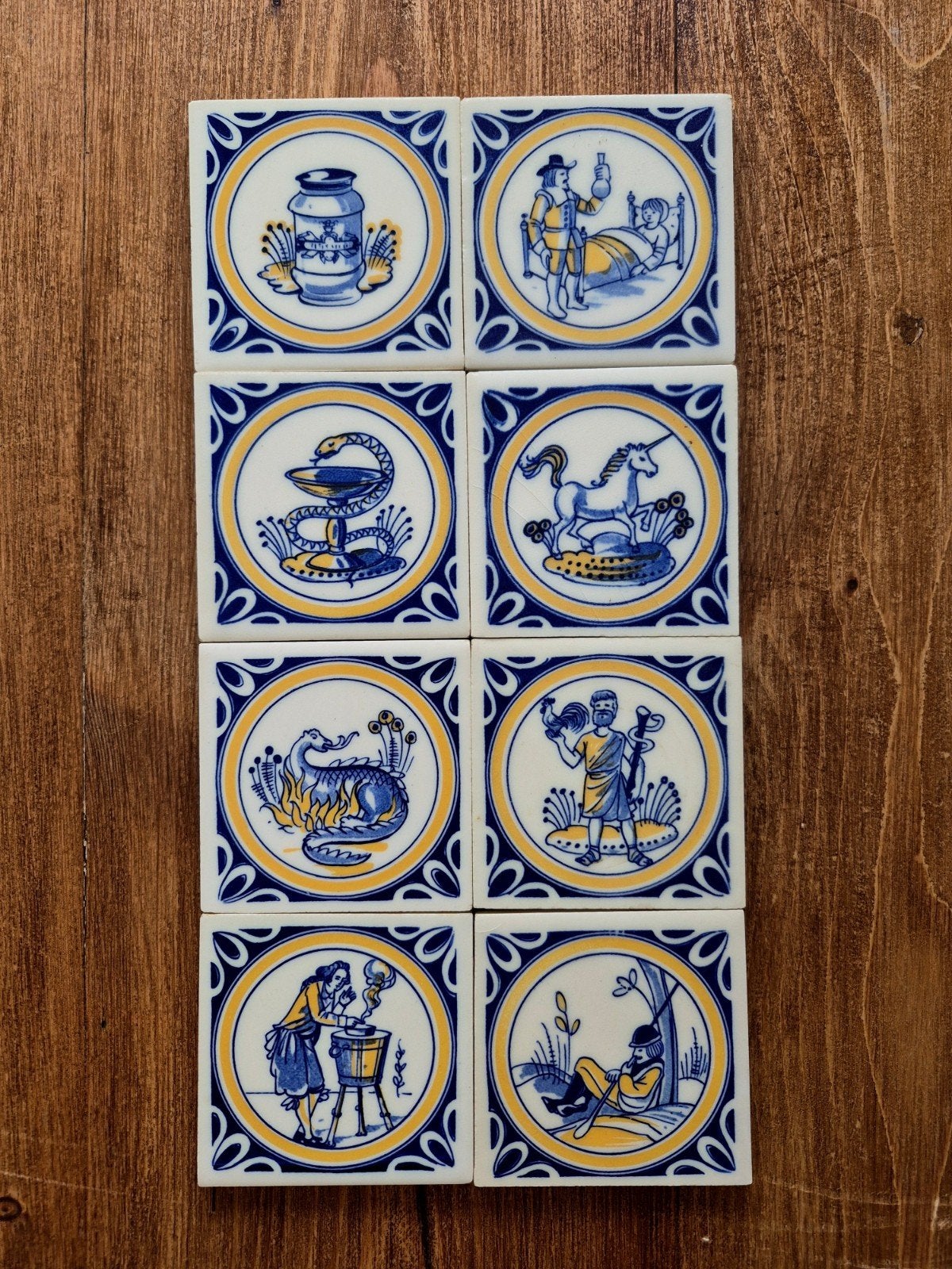Set van 8 Delfts blauwe tegels met diverse afbeeldingen, Ophalen of Verzenden
