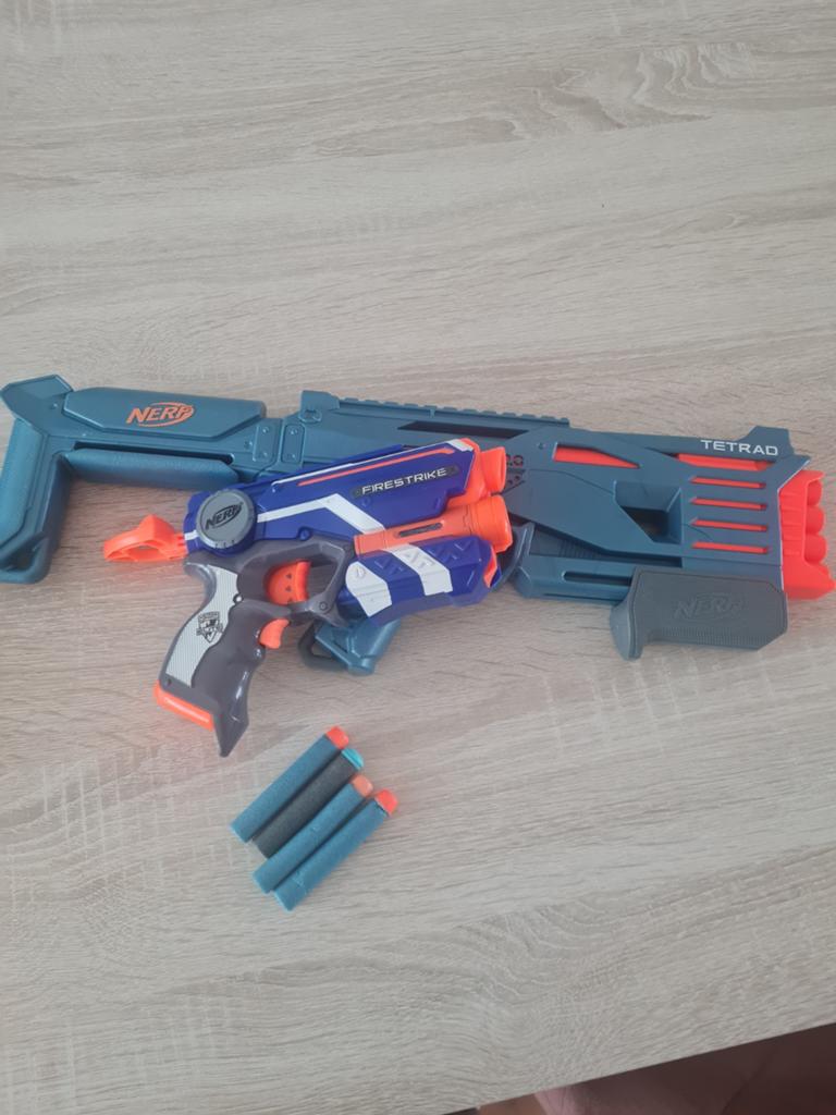 Nerf Tetrad en Firestrike Blasters met Darts, Ophalen, Gebruikt, Jongen of Meisje
