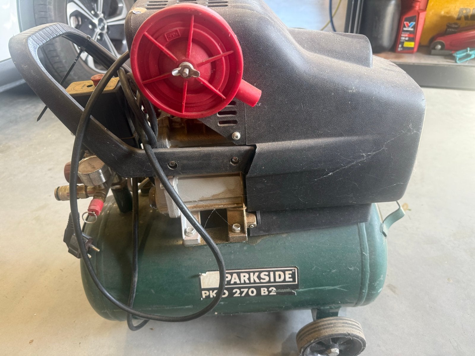 Parkside PKO 270 B2 Compressor, Doe-het-zelf en Verbouw, Compressors, Ophalen, Gebruikt, 6 tot 10 bar, 25 tot 100 liter