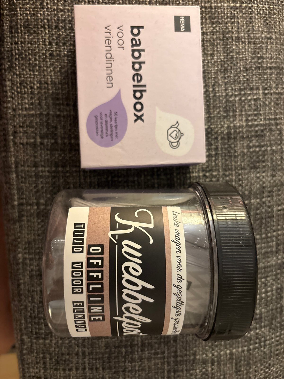 Babbelbox en Kwebbelpot: leuke gespreksstarters, Een of twee spelers, Ophalen of Verzenden, Zo goed als nieuw