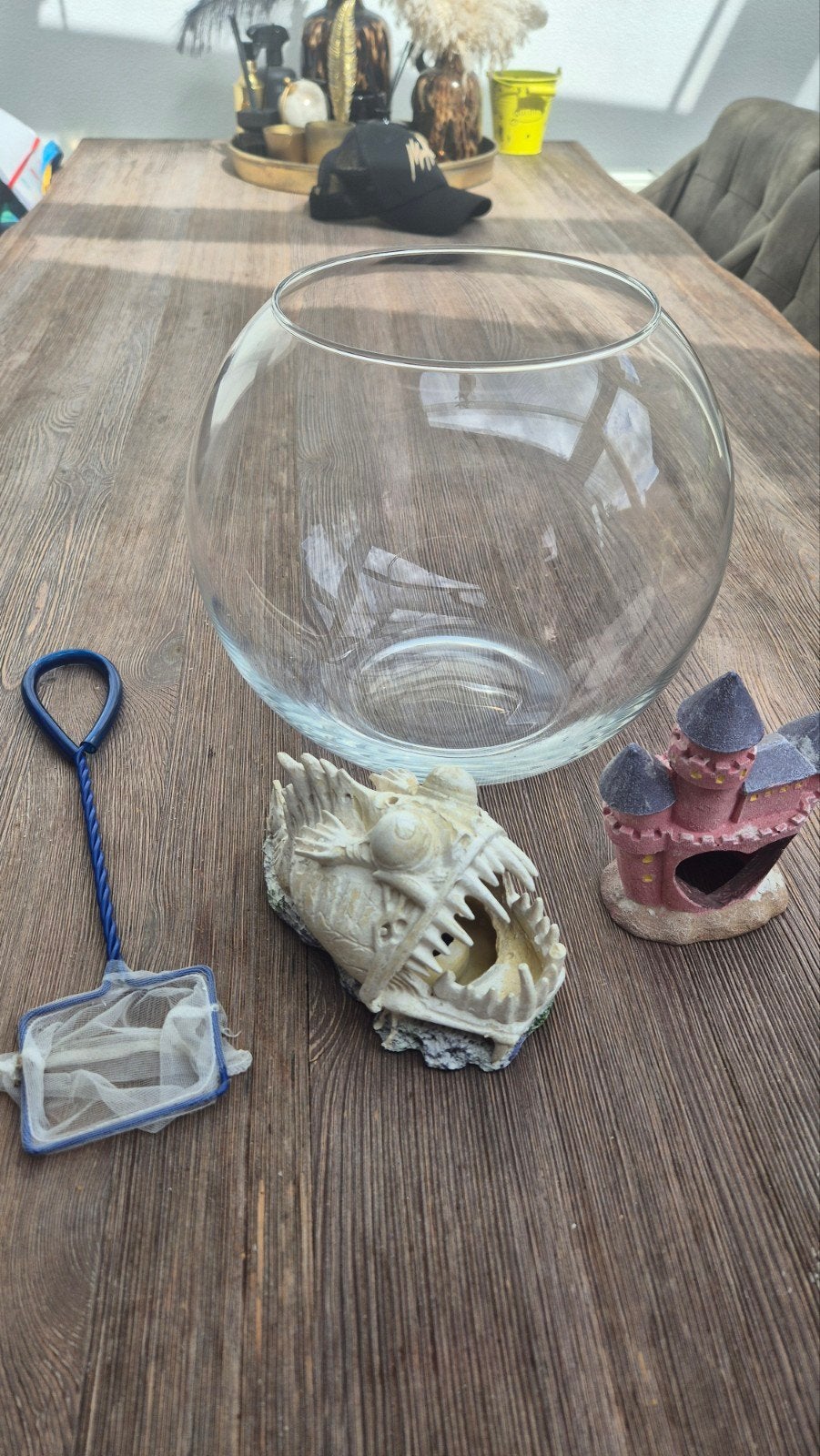 Vissenkom met toebehoren, Ophalen, Leeg aquarium