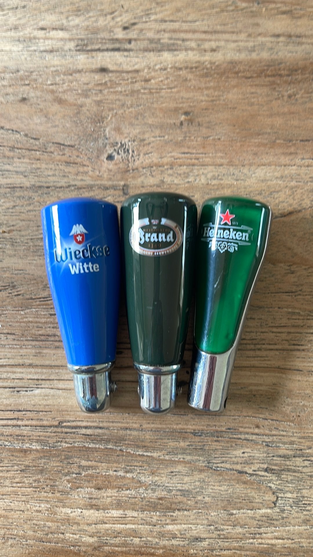 Biertapknop set van drie Brand Heineken en Wieckse Witte, Verzenden, Zo goed als nieuw, Heineken