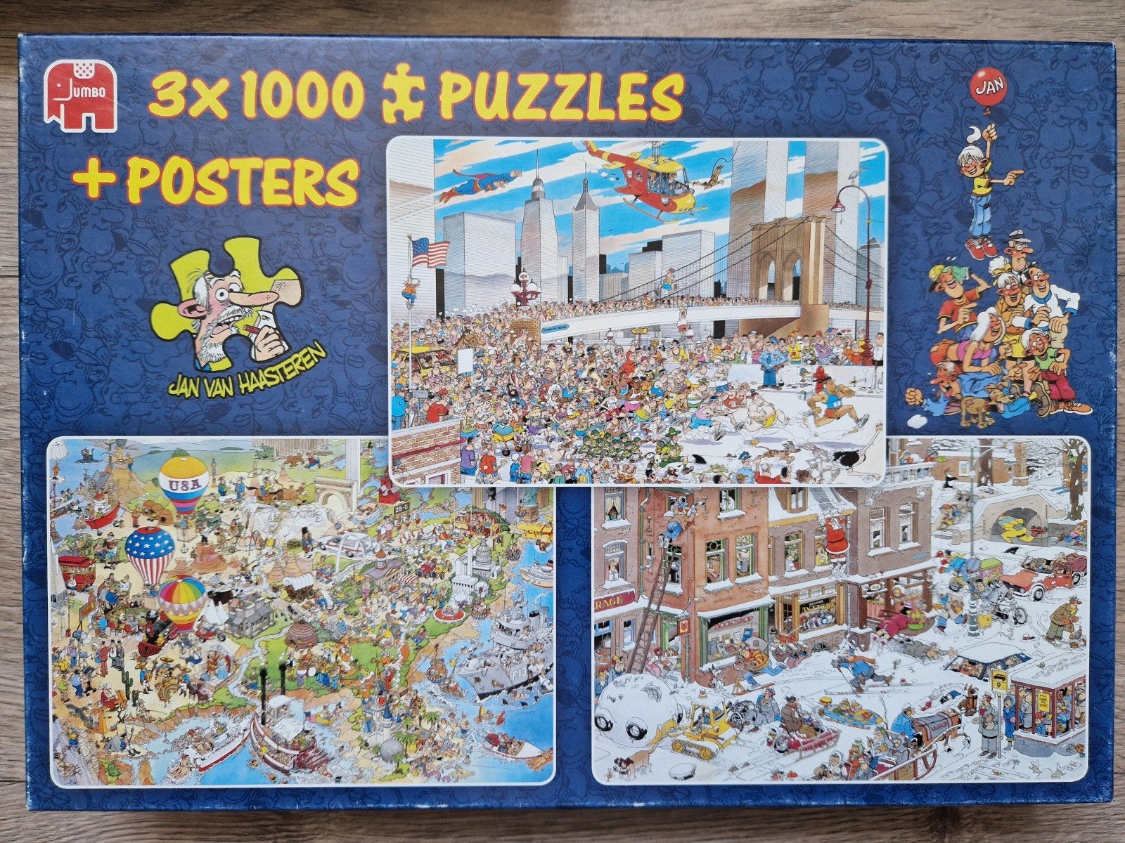 Jan van Haasteren 3x 1000 stukjes compleet, Hobby en Vrije tijd, Denksport en Puzzels, Ophalen, 500 t/m 1500 stukjes, Gebruikt