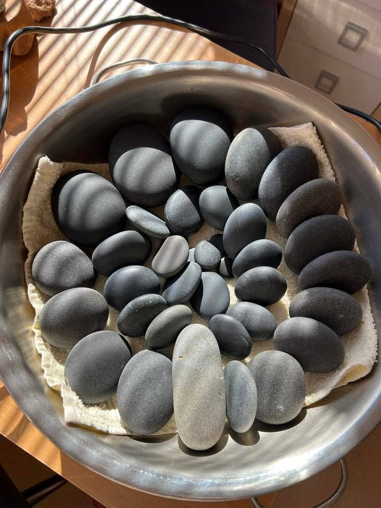 Hot stone massage set incl warmhoudpan, Ophalen of Verzenden, Zo goed als nieuw, Hotstone