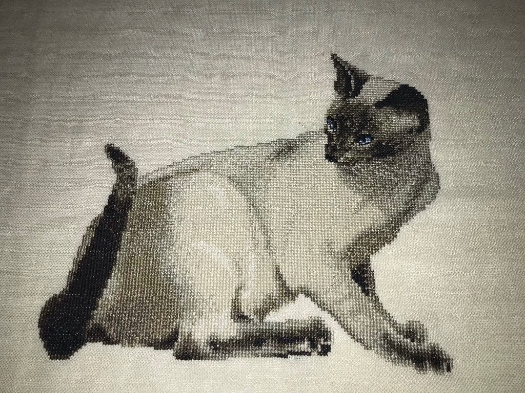 Siamees, seal point, prachtig handgeborduurd, uniek !, Minder dan 50 cm, Oorspronkelijke maker, Overige typen, Nieuw