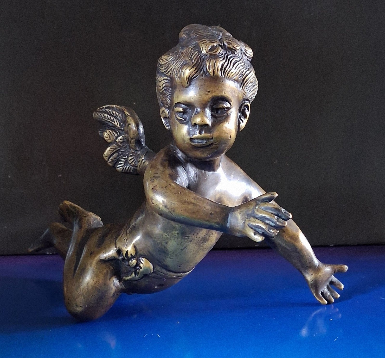 Putti.  Brons.  Italië. Oud. 19 cm., Ophalen, Zo goed als nieuw, Beeld(je), Christendom | Katholiek
