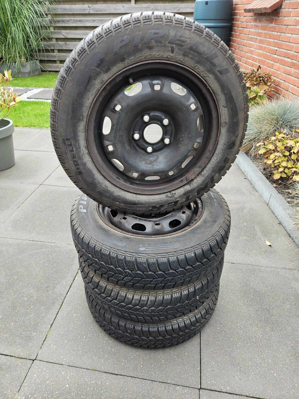 Set winterbanden vw/ford op originele velgen, Ophalen, 14 inch, Gebruikt, Banden en Velgen