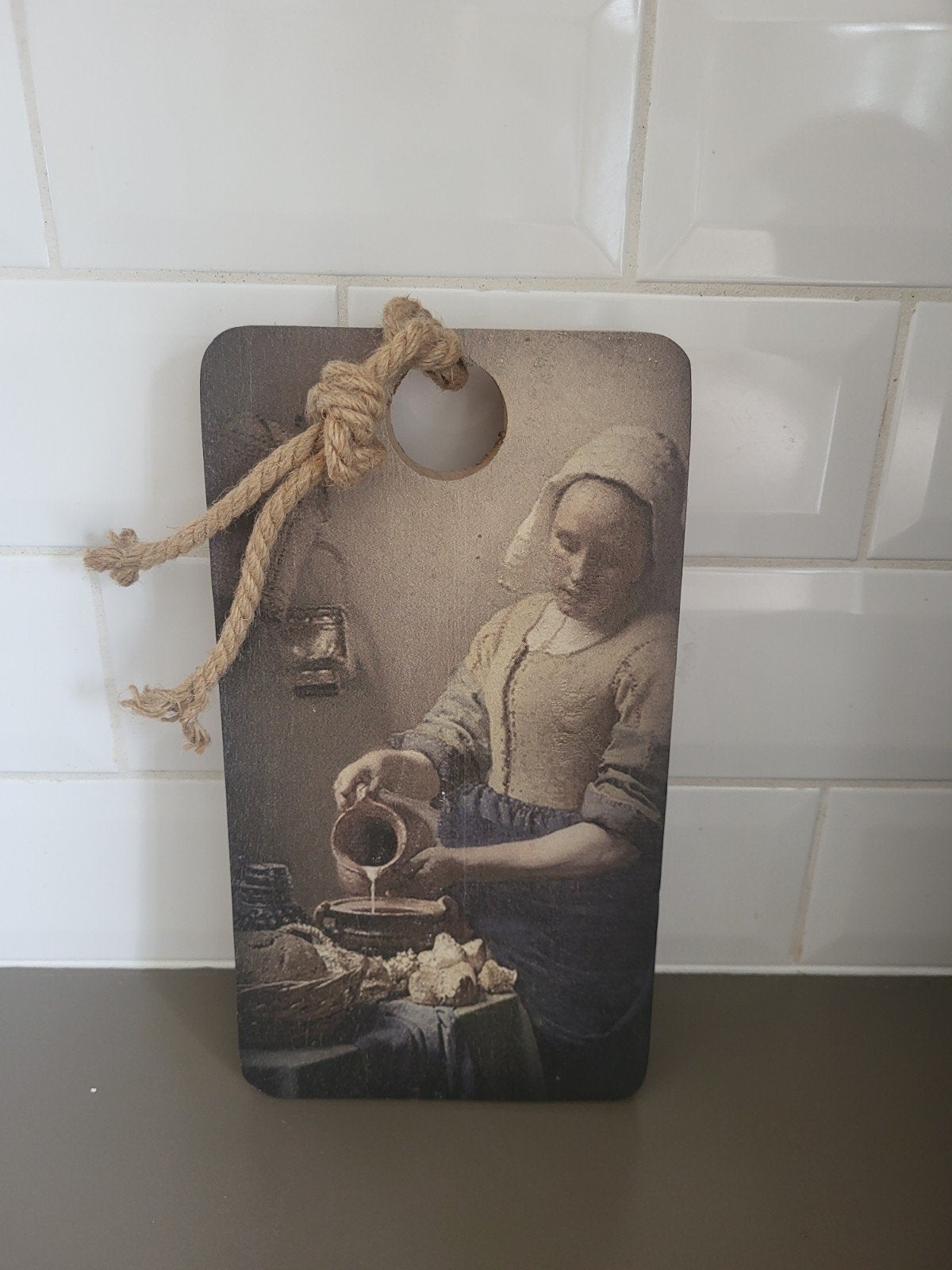 Wandpaneeltje Melkmeisje, Gebruikt, Verzenden, Hout, Klassiek