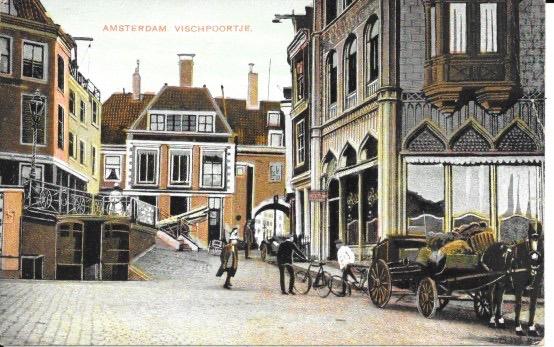 AMSTERDAM Vischpoortje paard fiets, Verzenden, Voor 1920, Ongelopen, Noord-Holland