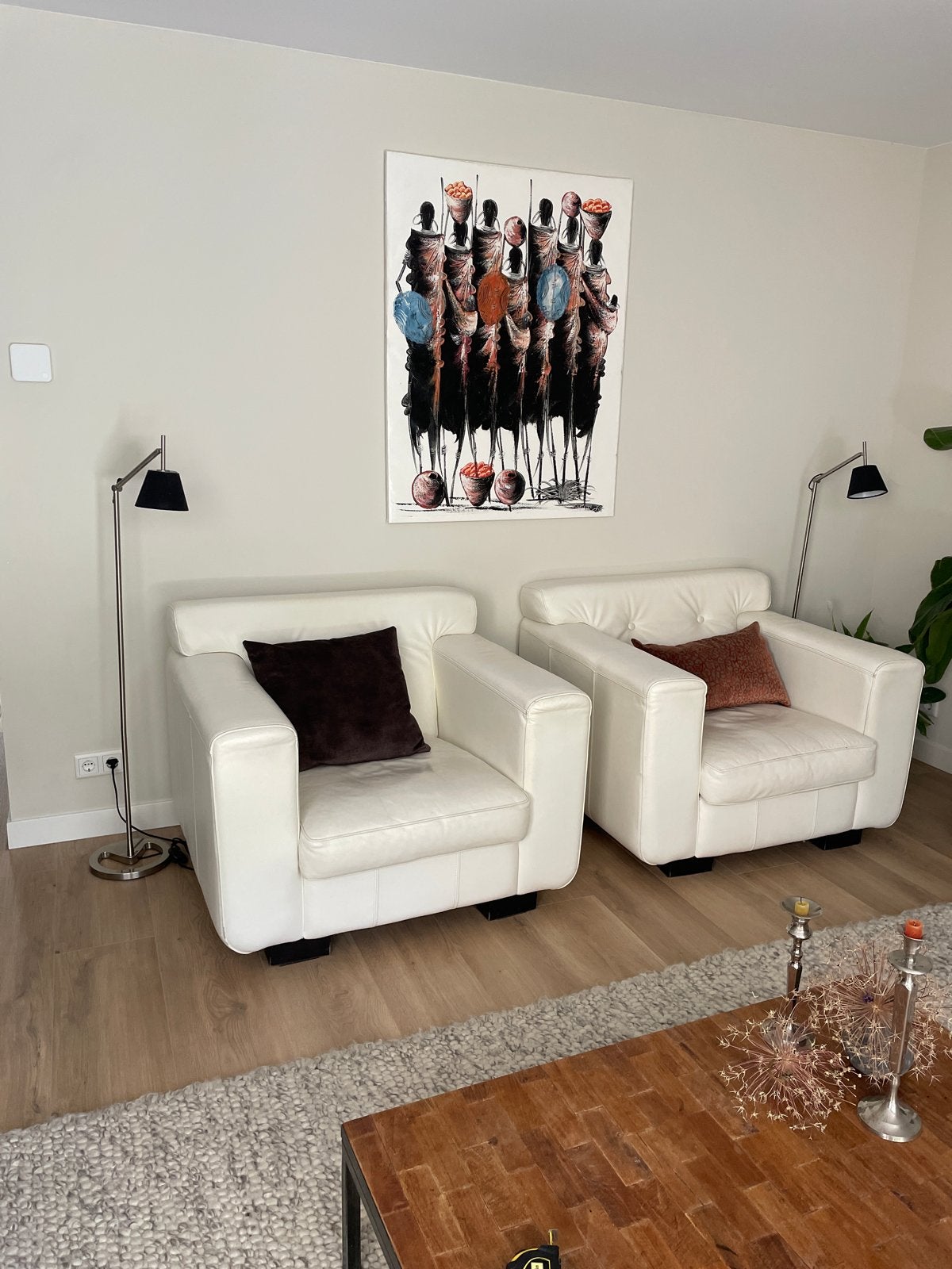 Comfortabele leren fauteuils - merk Het Kabinet, Huis en Inrichting, Ophalen, Gebruikt, Twee, Wit