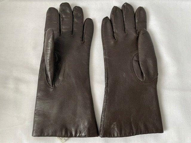 Nr.284: Vintage bruine leren Laimböck handschoenen mt 7.5, Kleding | Dames, Mutsen, Sjaals en Handschoenen, Ophalen of Verzenden