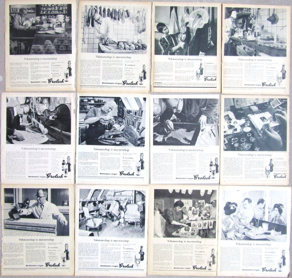 41 vintage reclames Grolsch bier vakmanschap 1962-69, Ophalen of Verzenden, Gebruikt, Overige typen, Grolsch
