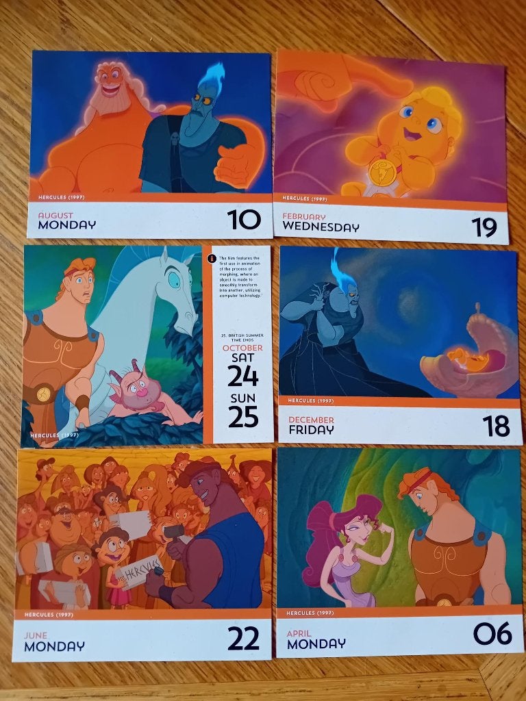 Disney kalenderblaadjes 2020 Hercules 13x11cm, Ophalen of Verzenden, Overige figuren, Zo goed als nieuw, Beeldje of Figuurtje