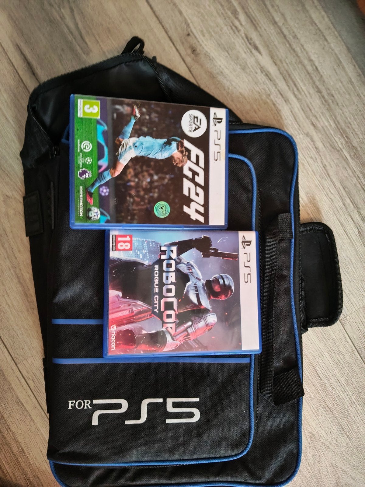 originele PlayStation 5 Tas ps5 + 2 games, Ophalen of Verzenden, Zo goed als nieuw