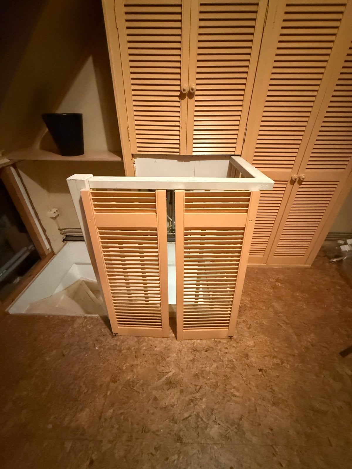Kastdeur gezaagd - Houten louvredeuren 39 bij 101, Ophalen, Gebruikt, 100 tot 150 cm, 50 tot 100 cm