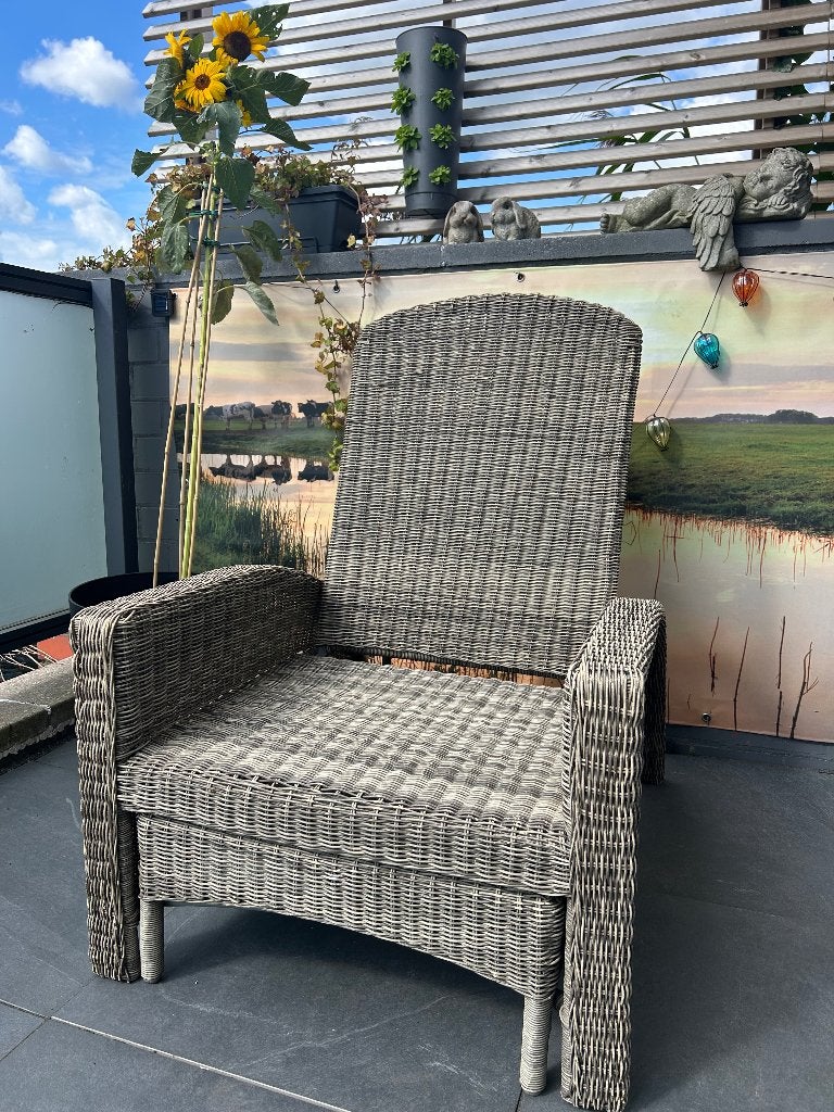 Twee rieten relaxstoelen, Tuin en Terras, Ophalen, Gebruikt, Rotan, Verstelbaar