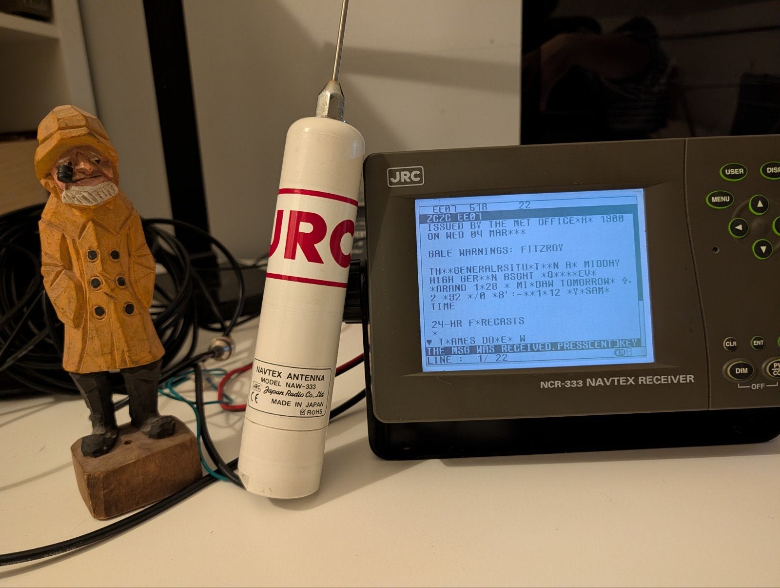 JRC NCR-333 Navtex Ontvanger met NAW-333 Antenne, Ophalen of Verzenden, Zo goed als nieuw, Communicatie