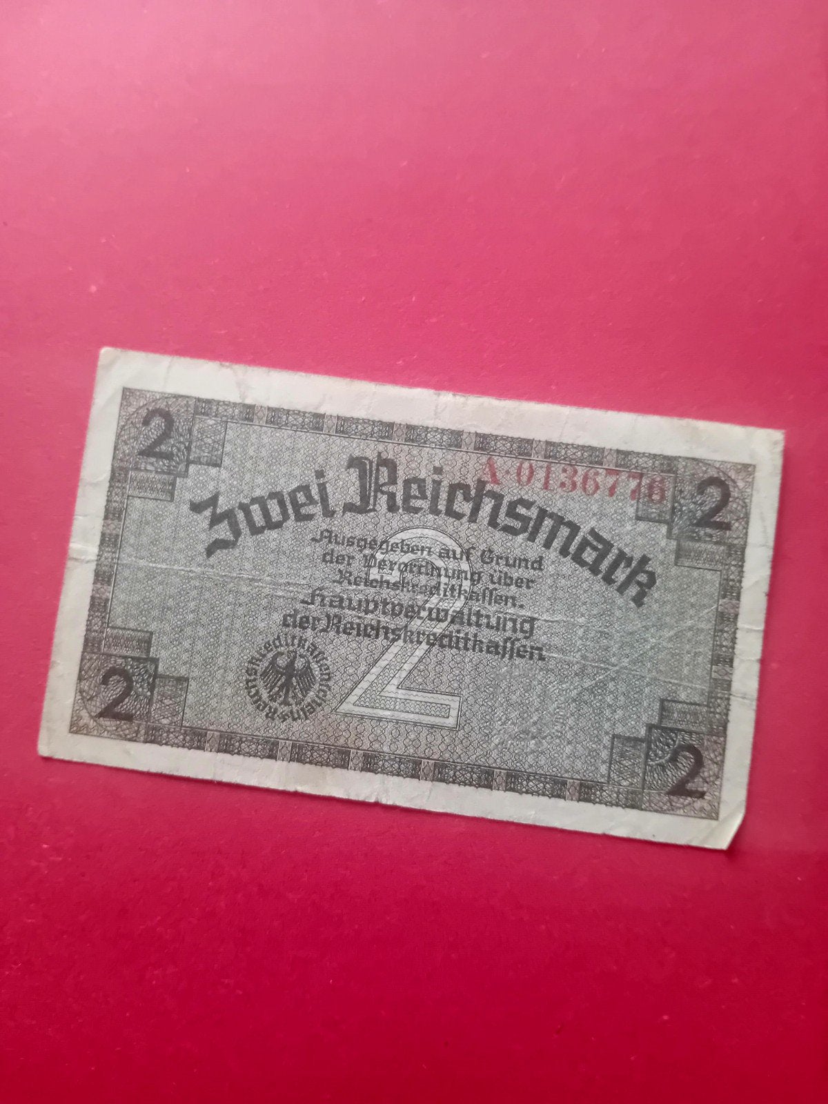 Zeldzaam 2 Reichsmark biljet uit Duitsland, Ophalen of Verzenden