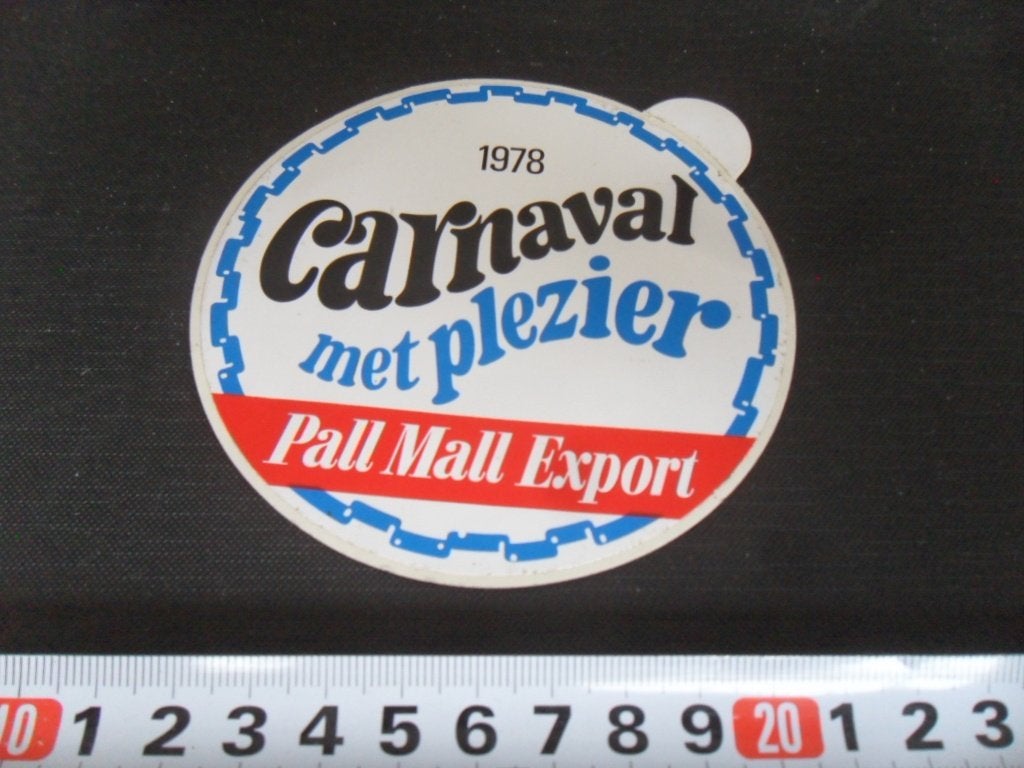 sticker 1978 carnaval met plezier pall mall export tabak, Ophalen of Verzenden, Zo goed als nieuw