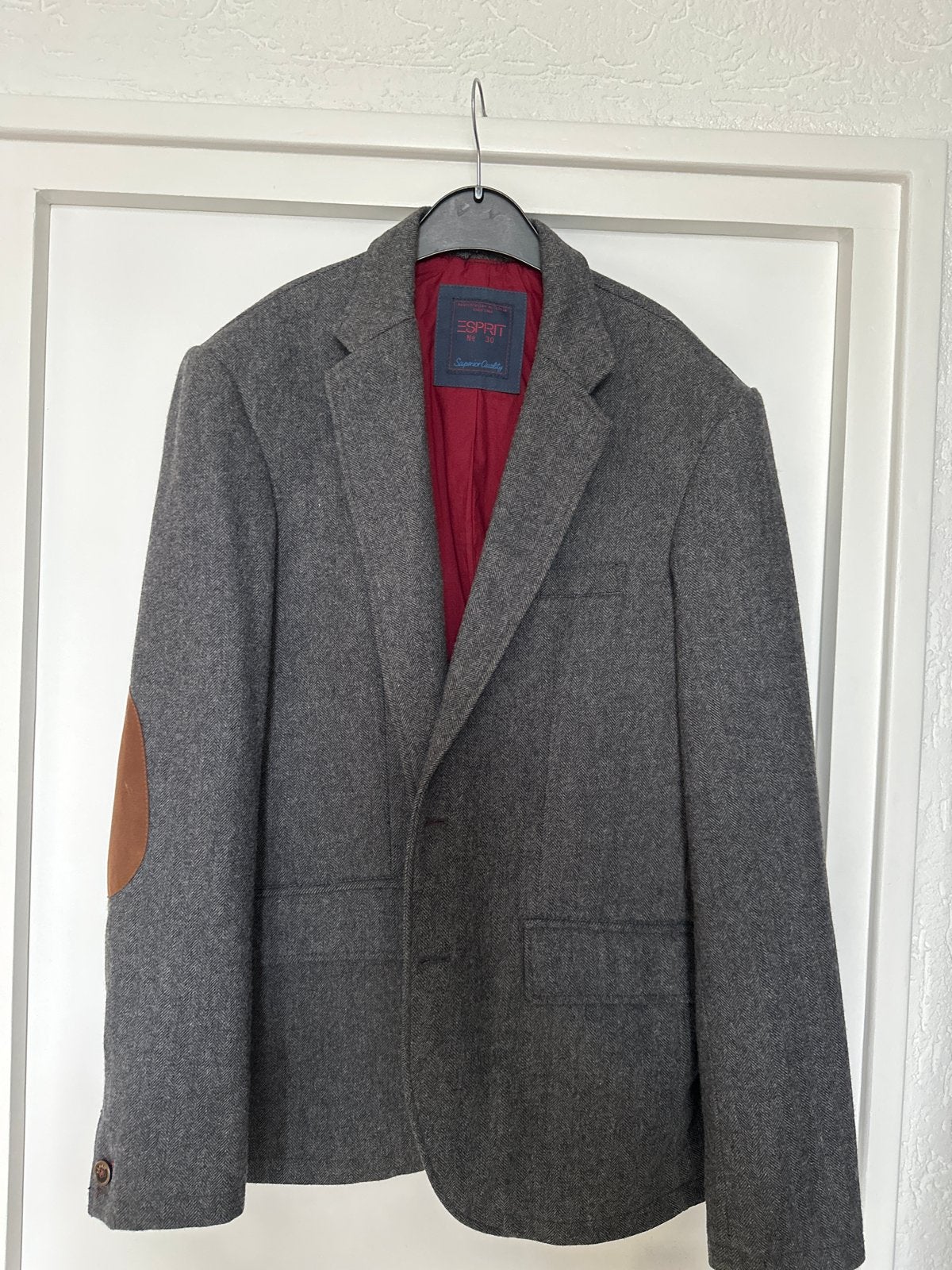 Esprit Blazer Maat L (confectiemaat 56) met elleboogstukken, Ophalen of Verzenden, Zo goed als nieuw, Maat 56/58 (XL), Grijs
