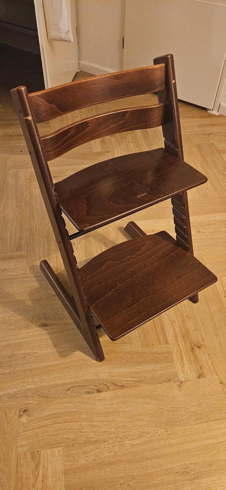 Stokke trip trap bruin, Ophalen, Gebruikt, Meegroeistoel, Aanschuifbaar