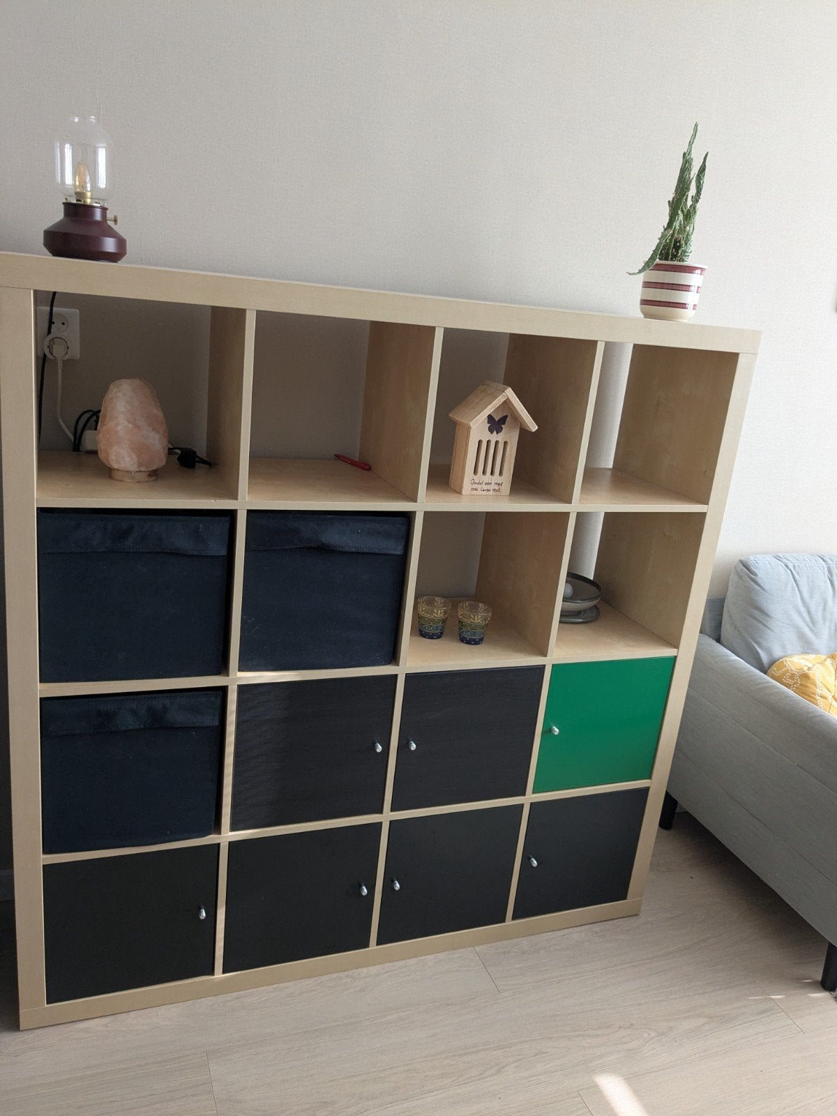 IKEA Kallax Kast met 16 vakken - Licht houtkleur, Huis en Inrichting, Kasten | Boekenkasten, Ophalen, 100 tot 150 cm, 25 tot 50 cm