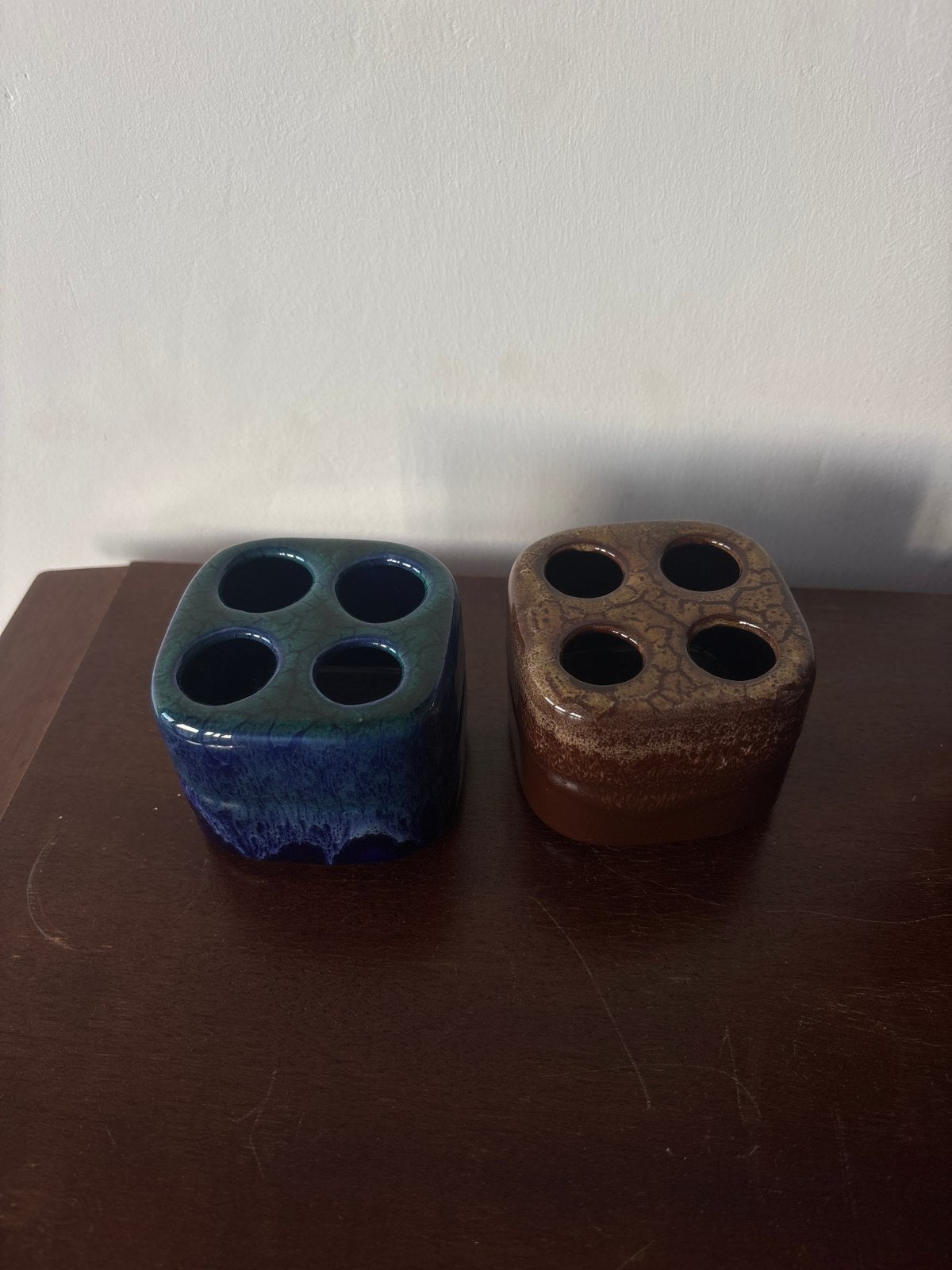 Italiaanse keramische houders voor bloemen, pennen, etc, Brocante, Meerkleurig, Ophalen of Verzenden, Zo goed als nieuw