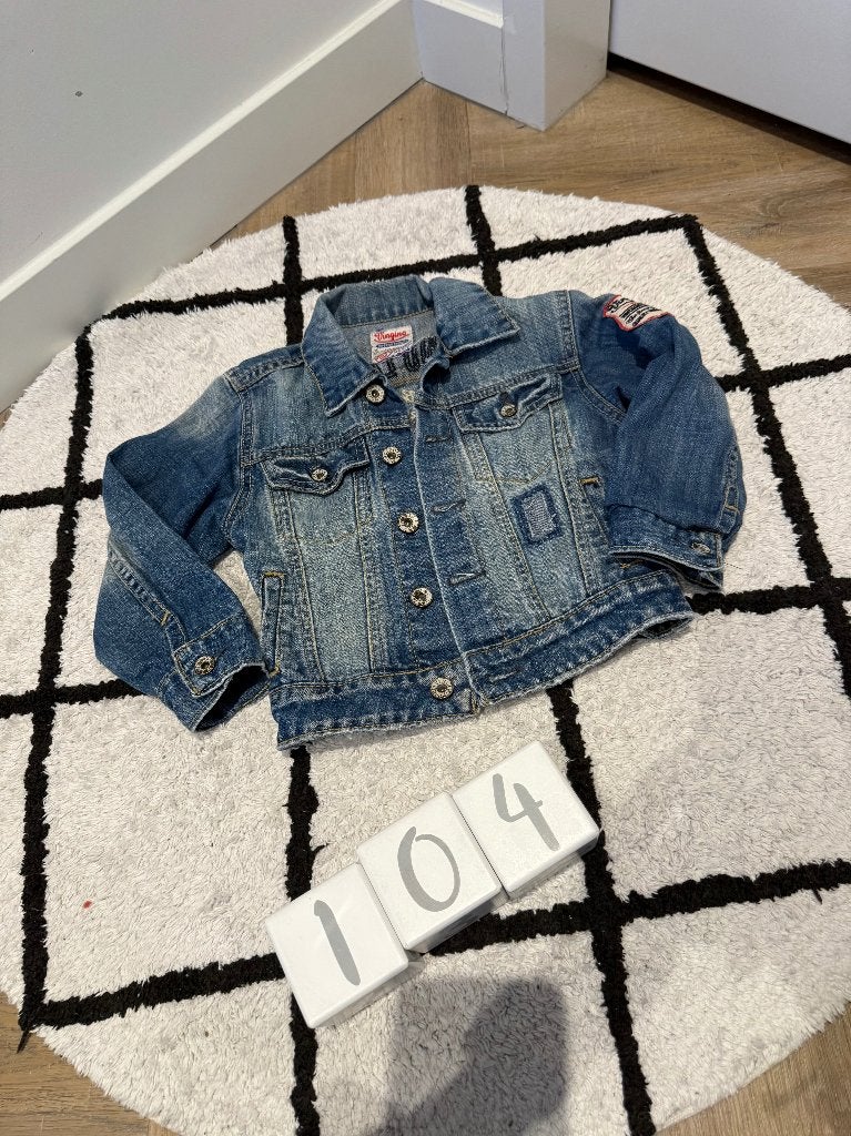ZGAN blauw Vingino spijkerjas jack jas jeans denim 104 stoer, Ophalen of Verzenden, Zo goed als nieuw, Vingino, Jongen