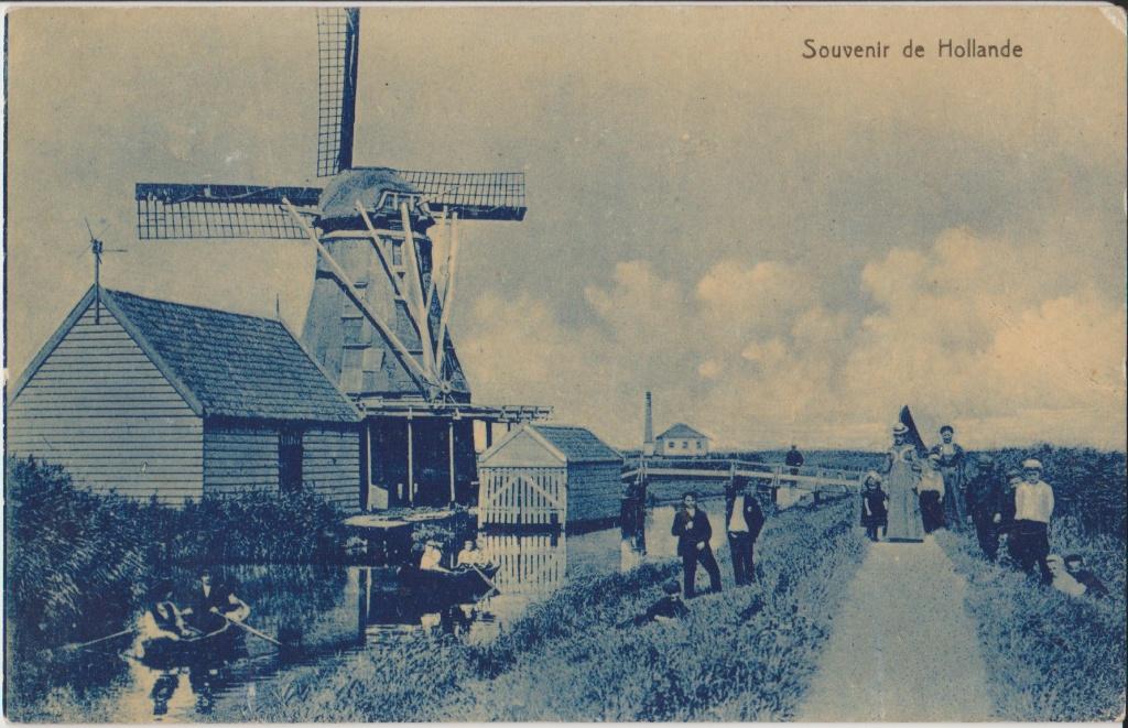 molen de blauwe arend krommenie landschap molens zaanstreek, Ophalen of Verzenden, 1920 tot 1940, Ongelopen, Gebouw